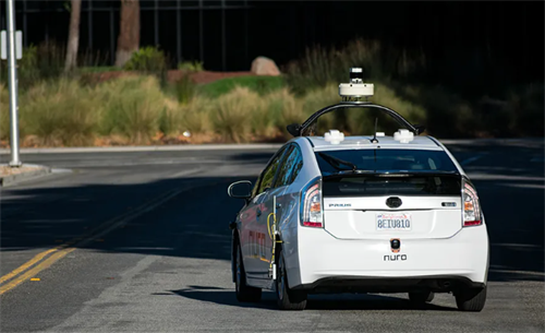 Autonomous test vehicle equipped with sensors and cameras, representing the connected systems vulnerable to cyberattacks